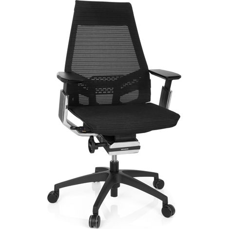 Bürostuhl / Drehstuhl GENIDIA SMART BLACK CM Netz schwarz AL Chrom hjh OFFICE (1/5)