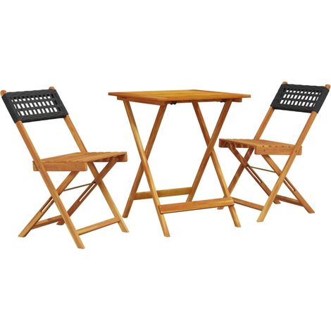 Maison Exclusive - Ensemble de bistro 3 pcs noir résine tressée et bois massif
