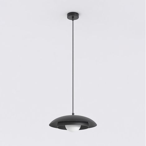 Lampada a sospensione SKIN in acciaio nero con diffusore sferico (1/5)