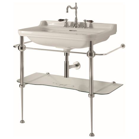 Piètement avec tablette 1080mm en laiton chromé WALDORF - CRISTINA ONDYNA WD91951 (1/2)