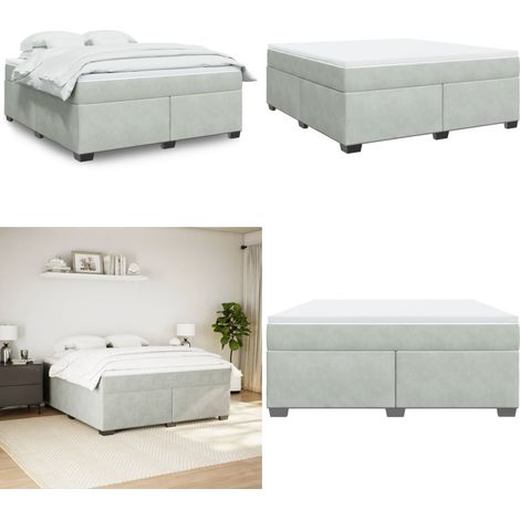 Sommier à lattes de lit et matelas Gris clair 180x200cm Velours - Lit Double - Lit Velours - Matelas Ressorts Ensachés - Literie - Chambre À Coucher - Home & Living (1/5)