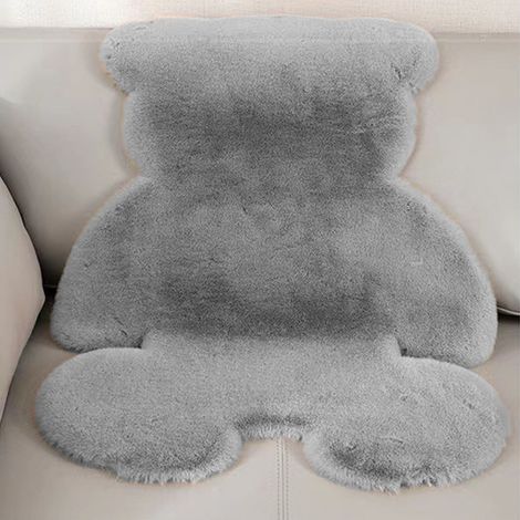 Tapis en fausse fourrure de lapin pour chambre d'enfant, canapé, salon, baie vitrée, tapis ours en fausse fourrure de lapin, gris, 45 x 60 cm (1/5)