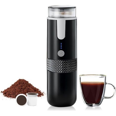 Cafetera portátil compatible con cápsulas K-cup. Para café molido. Cafetera de mano con control manual, ideal para acampar y hacer senderismo. (1/5)