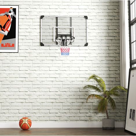 Canestro da basket da parete con tabellone e rete, 113 x 61 x 73 cm, acciaio nero HAVRYA (1/5)