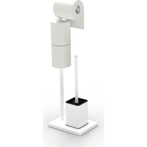1 Support Papier Toilette Sur Pied, Acier Inoxydable, Avec Réserve Et Brosse, Pour Salle De Bain