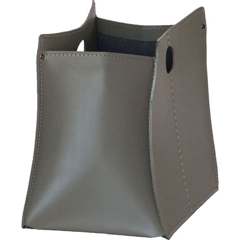 Porte-Revues en Cuir Couleur Gris Tourterelle, Porte Journaux, Sac de Rangement, Range-Revues (1/5)