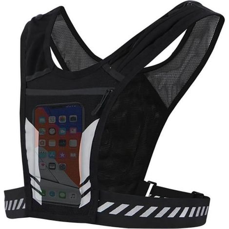 Gilet de Course, Porte-téléphone de Course pour Gilet, Support de Téléphone de Course à Pied avec 2 Poches, Sangles Lumineuses (1/4)