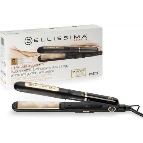 Bellissima Steam Ceramic & Keratin Glätteisen Dampf Schwarz, Gold 1,8 m (1/5)