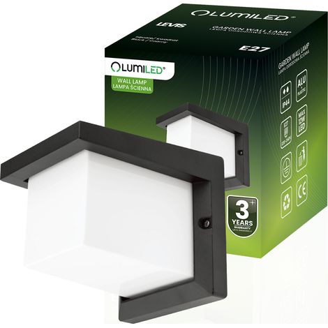Lámpara de jardín E27, aplique cuadrado LEVIS LUMILED (1/5)