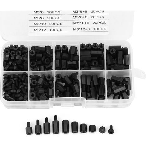 300 vis à tête cylindrique en nylon noir M3 (1/4)