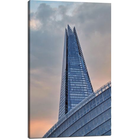 Peinture sur toile représentant une perspective architecturale d'un gratte-ciel, 60 x 100 cm