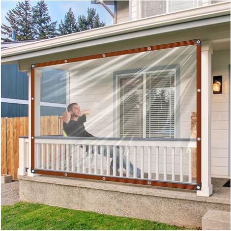 Bâche transparente avec œillets, 2 x 3 m, protection transparente pour l'extérieur, résistante aux intempéries hivernales, idéale pour protéger terrasse, balcon, mobilier de jardin ou (1/5)