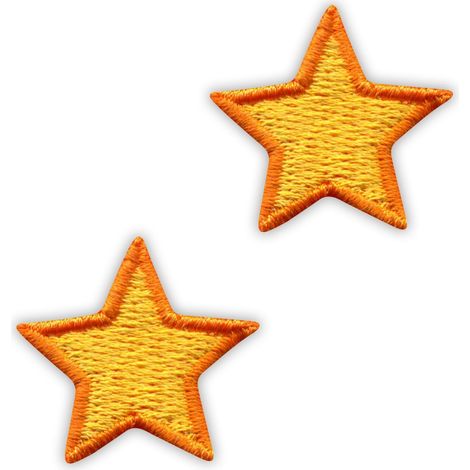 Aufnäher-Set mit 2 kleinen Sternen – gelb – zum Aufnähen – gestickter Aufnäher/Abzeichen/Emblem