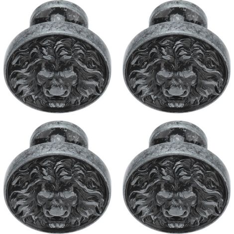 pezzi Testa di leone in lega, moderna antica, cartone animato, maniglia per cassetto, anta, armadio, foro singolo, anello circolare 399 testa di leone argento anticato..