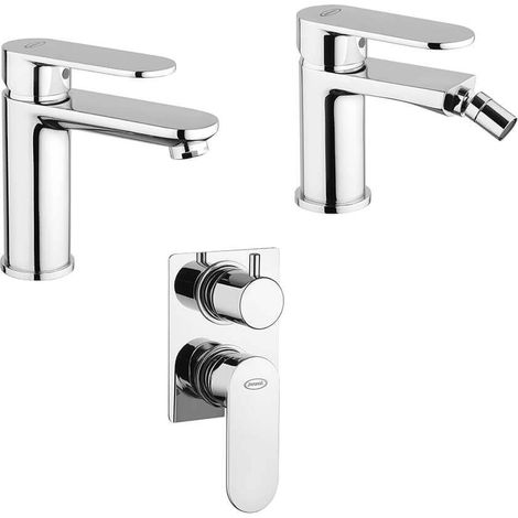 Set miscelatori lavabo e bidet per piletta click clack doccia incasso con deviatore Jacuzzi Rubinetteria Borea (1/5)