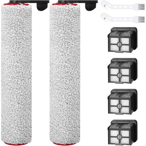 Kit de Filtre d'aspirateur, Accessoires pour Dreame H12 Pro aspirateur sec et humide sans fil, 2 pièces Brosse à rouleau + 4 filtres + 2 brosse de nettoyage pour aspirateur Dreame H12 (1/5)