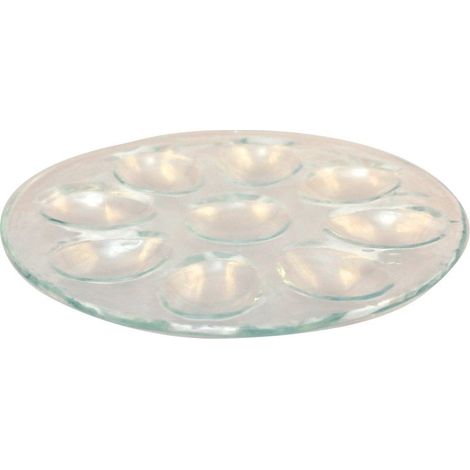 Assiette à Œufs Ronde en Verre Transparent Plat de Présentation 22,5 x 22,5 x 2 cm - PANGIVO (1/2)