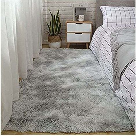 Tappeto moderno Zottelig grigio-bianco per soggiorno, 80x120 cm, accogliente tappeto per camera da letto per interni (1/3)