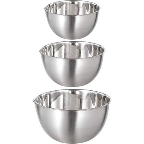 Lot de 6 Bols Mélangeurs en Acier Inoxydable Saladier avec Bec Verseur et Mesure Bol en inox Bol de Cuisine 1,5L/ 3L/ 5L, Empilable.(Deux de chaque)