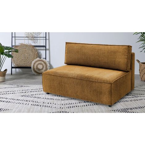 BOBOCHIC - Chauffeuse 2 places sans accoudoir pour canapé modulable NIHAD tissu velours côtelé   Jaune (1/3)