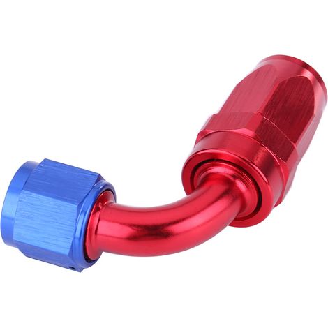 Adaptateur de refroidisseur d'huile à joint rotatif AN10 pour tuyau de carburant, traitement d'anodisation bicolore bleu et rouge, 90° (1/3)