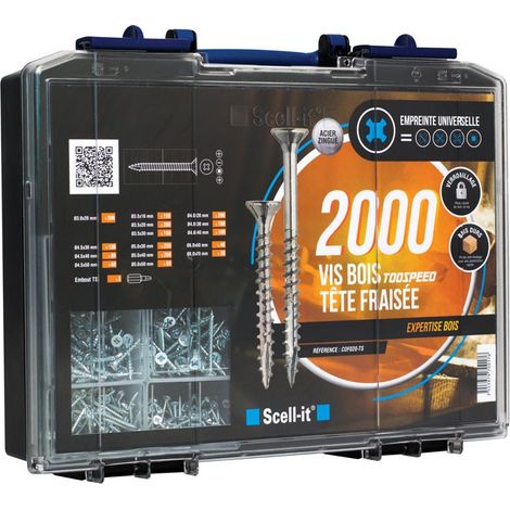 Lote de 2000 tornillos para madera TCQ SCELLIT - cabeza avellanada - COF020-TS