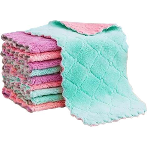 20Feuilles de chiffon de nettoyage non pelucheuses,torchon absorbant double face en microfibre (1/5)