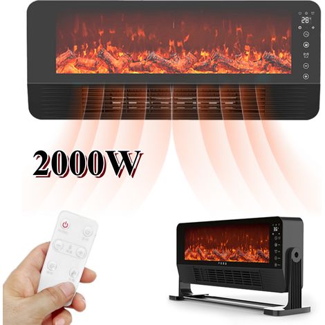 Cheminée électrique LED avec télécommande, 2000W, 3 vitesses, affichage numérique, 220V, Foyer électrique avec instructions (1/5)