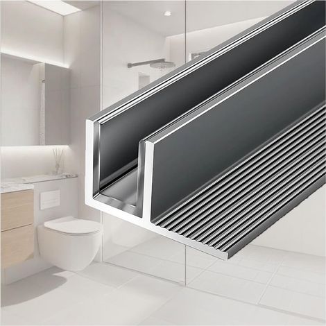 Rainure dissimulée en aluminium pour panneau de douche verre (1/5)