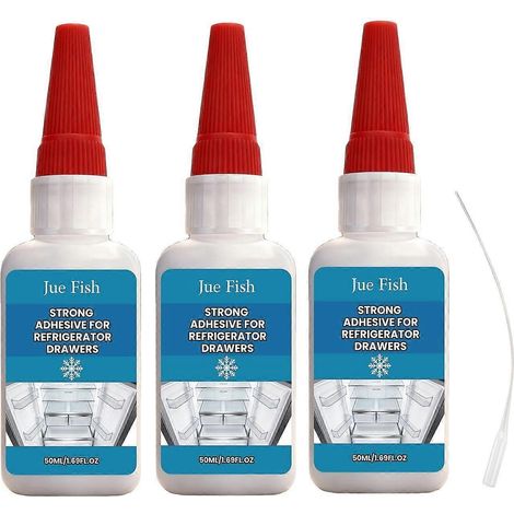 3 piècesColle pour congélateur 50 ml, adhésif de réparation pour tiroirs de réfrigérateur, adhésif résistant aux basses températures pour réparer les tiroirs de congélateur et de réfrigérateur (1/5)