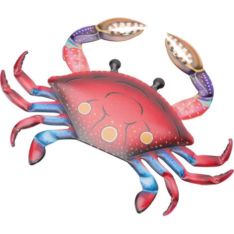 Décoration Murale Crabe en Fer Rouge, Pendentif Suspendu Original pour Intérieur et Extérieur, pour Porte et Fenêtre, Accessoire Décoratif Créatif (1/5)