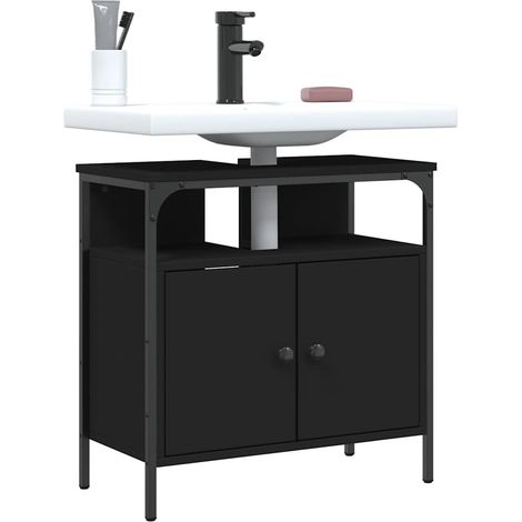 Waschbeckenunterschrank Schwarz 60x30x60 cm Holzwerkstoff
