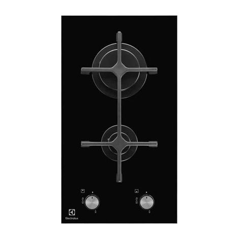 Electrolux – Plaque de cuisson gaz 2 foyers 3900W – Largeur 29cm – Domino verre noir – Pour cuisine professionnelle