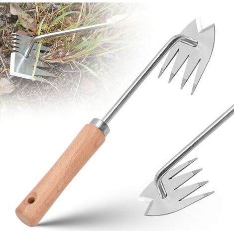 Outil de désherbage portable en acier inoxydable, outil de désherbage manuel pour le jardinage, la cour, la plantation et le désherbage