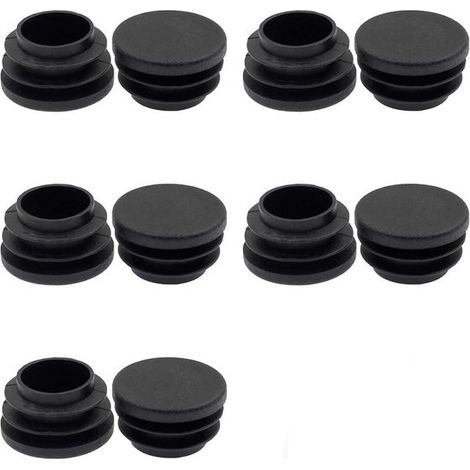 Bouchon d'insertion Chaise et Table - 10 pièces - Bouchons ronds - Protection de meubles - Plastique - Protection de sol - Convient pour tables, chaises et tabourets - Ø 27mm - Noir (1/5)