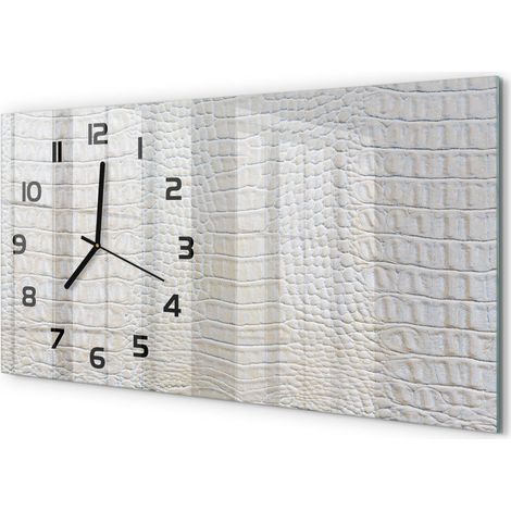 Horloge Murale Panoramique Minimaliste 60x30 cm Design Épuré Moderne Peau de crocodile (1/5)