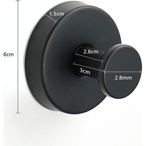 2pcs Crochet Mural Ventouse Sous Vide - Amovible et réutilisable Sans perçage ni colle - Salle de bain cuisine porte en verre - Noir (1/5)