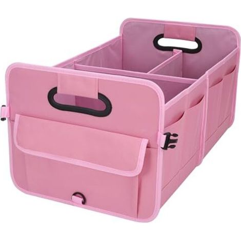 austoces Car Boot Organizer,Collapsible Durable Multi Compartments Car Storage Organiser With Adjustable Straps (Pink) (1/4)