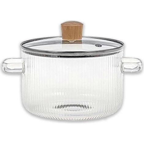 Pots en verre compatibles avec la cuisson sur plaque de cuisson avec couvercle - Pot en verre compatible avec les casseroles - Pot-pourri - Pots transparents (1/5)