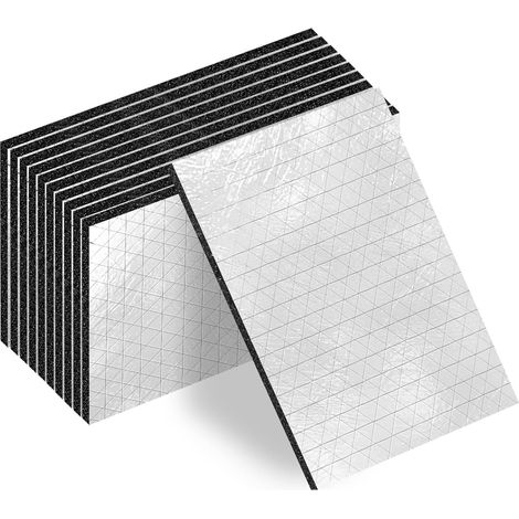Lot de 18 tapis d'isolation pour voiture - 250 x 180 x 5 mm - Tapis d'isolation auto-adhésif ignifuge - En aluminium butyle - Isolation du compartiment moteur - Pour capot, compartiment moteur (1/5)