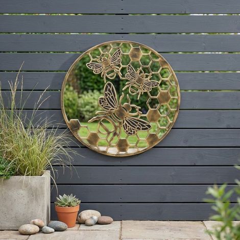 Large Honeycomb Bee Garden Mirror (1/2)