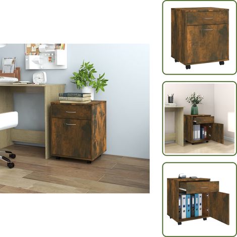 Armadietto con ruote rovere fumo - vidaXL Armadietto con Ruote Rovere Fumo 45x38x54 cm Legno Multistrato -
