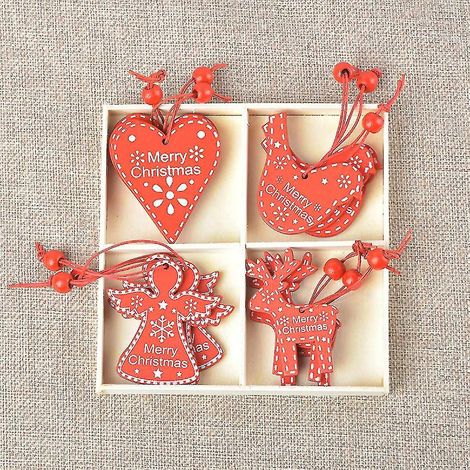 Ensemble de 12 décorations de Noël pour sapin, comprenant un pendentif flocon de neige, un ange et un élan. (1/4)