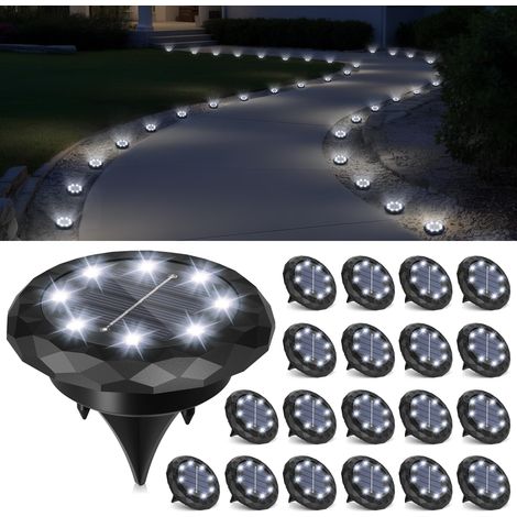 Lot de 20 lampes solaires de jardin Étanche IP65 Éclairage de terrasse pour chemin allée piscine jardin cour Blanc (1/5)