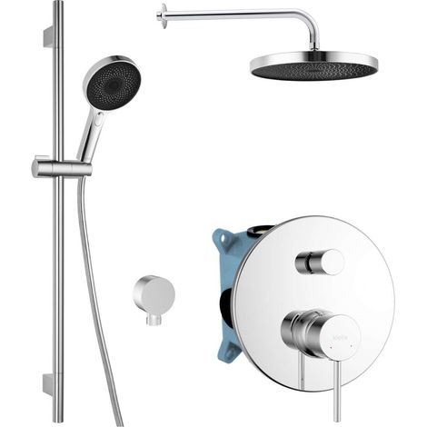 kielle Oudee - Duschset mit Unterputzarmatur, für 2 Verbraucher, mit Zubehör und Einbaukörper, Chrom 20602SP10