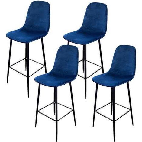 Lot de 4 chaises de bar en velours avec pieds en métal INOUI (1/3)