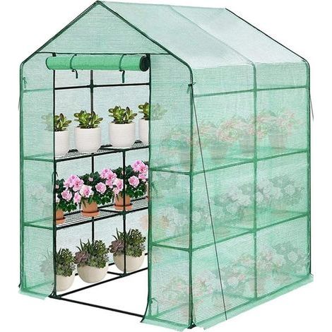 Greenhouse Cover, 143x143x195 cm, Waterproof PE Tarpaulin with Zip Door, UV Protection for Garden (1/5)