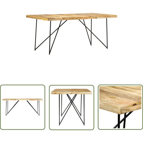 The Living Store Table à manger 180x90x76 cm Bois de manguier massif - Table À Manger Industrielle - Table À Manger Bois Massif - Table À Manger Design - Table À Manger Moderne - Table À Manger Rustiq (1/5)