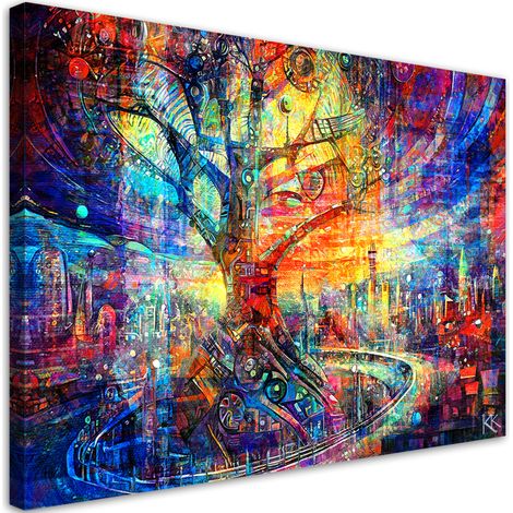Tableau sur toile Tableau sur toile Arbre abstrait coloré 60x40 (1/5)