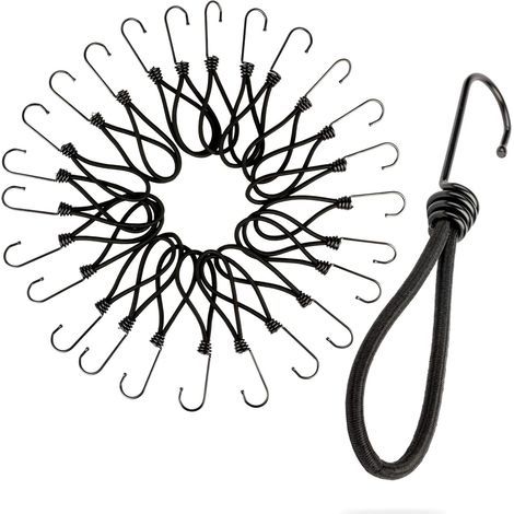 25 Stück elastische Bungee-Seile mit Haken, Planenhaken, professionelles Planengummi, kurze elastische Seile mit Haken (1/5)